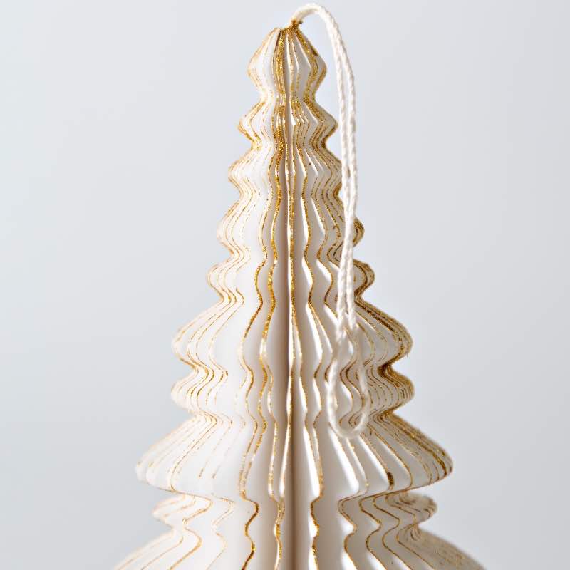 White Hand-Cut Honeycomb Paper Tree Ornament, 6
